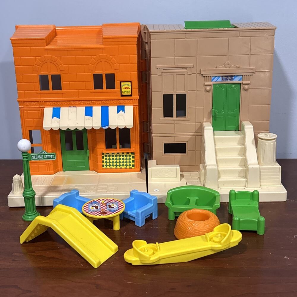 Fisher-Price Sesame Street Playset Building 123 Hoopers Store Vintage Furniture